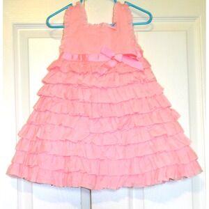 Nwt's  Savannah Baby Girl‎ Size 18 Months Pink Tiered Ruffle Dress & Bloomers